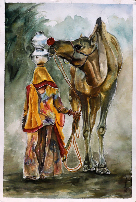 A Woman with Camel - Raja Danish