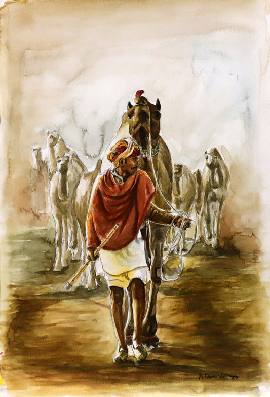A Man with Camels - Raja Danish